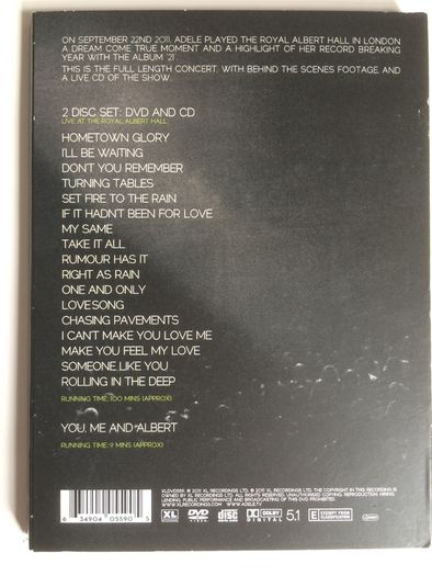 Adele [2011] Live At The Royal Albert Hall [Music 1xDVD&1xCD]