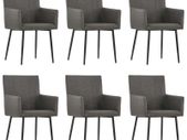 Dining Chairs with Armrests 6 pcs Taupe Fabric