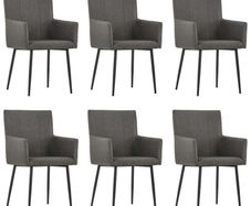 Dining Chairs with Armrests 6 pcs Taupe Fabric