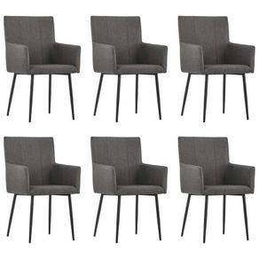 Dining Chairs with Armrests 6 pcs Taupe Fabric