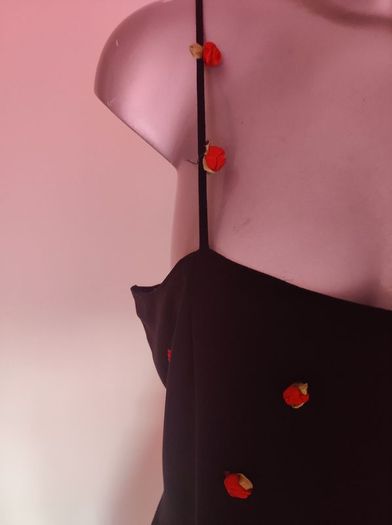 Barisal black maxi dress with roses size UK14/16 EU42/44 Postage included