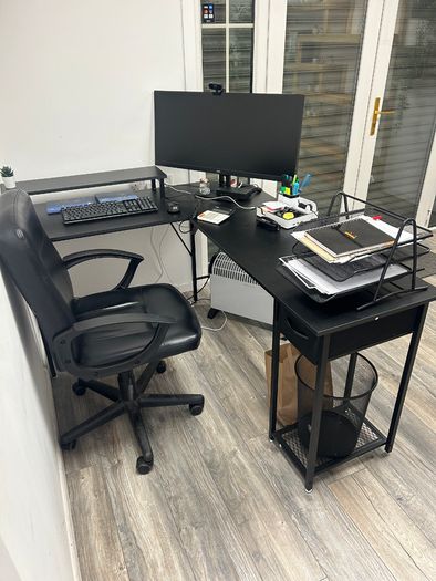 Complete Home Office Study Setup - Desk Chair Monitor