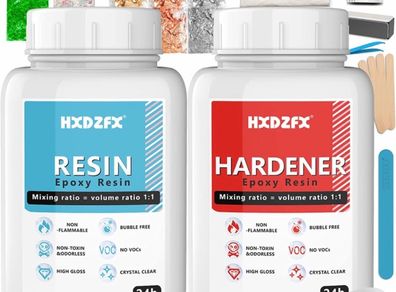 (FREE POSTAGE) Epoxy Resin Clear Crystal Coating Kit 1000ml/1160g - 2 Part Casting Resin for Art, Comes with Resin Professional Accessories Bag, Suitable for Crafts, Table top Coating
