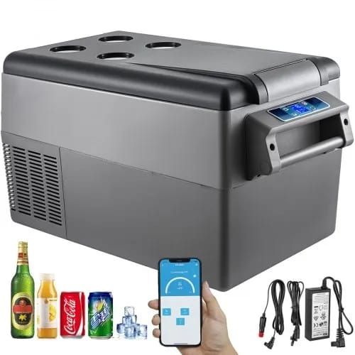 Car Refrigerator 35L Compressor Portable Small Refrigerator Refrige Car Refrigerator Freezer Vehicle Car Truck RV Boat Mini Electric Cooler Driving Travel Fishing Outdoor and Home Use