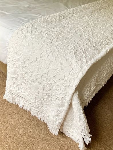 Soft white cotton double bedspread