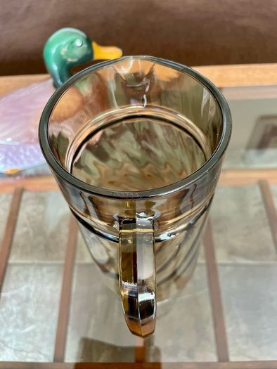 Vintage 1960s French Glass Jug with Decorative Swirling Design