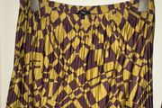 Next Green and Dark Brown Geo Tiered Plissse Mini Skirt