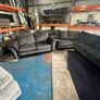 Black corner sofa with matching 2 seater Image 3