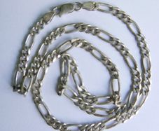 Vintage Sterling Silver 925 Figaro Link Necklace Chain length 18" - 14,68g