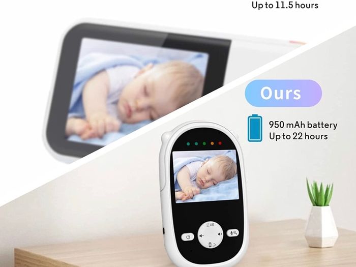 Baby monitor with camera and night vision, Video Baby Monitor no Wifi, Rechargeable Battery, 2 Way Audio Talk, Lullabye music (2.4 inches)