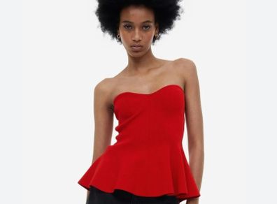 H&M rib-knit peplum top