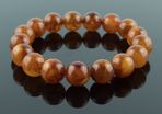 Luxury Orange Baltic Amber Beaded Stretchy Bracelet for Men Women Perfectly Rounded 12mm Genuine Amber Beads Jewellery Bracelet for Men Women