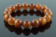 Luxury Orange Baltic Amber Beaded Stretchy Bracelet for Men Women Perfectly Rounded 12mm Genuine Amber Beads Jewellery Bracelet for Men Women