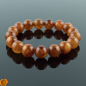 Luxury Orange Baltic Amber Beaded Stretchy Bracelet for Men Women Perfectly Rounded 12mm Genuine Amber Beads Jewellery Bracelet for Men Women