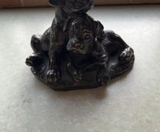 Heriditoes Bronze Cold Cast Resin Pair Boxer Puppies VGC