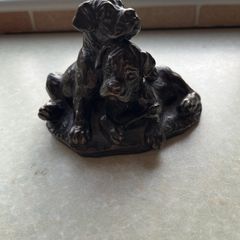 Heriditoes Bronze Cold Cast Resin Pair Boxer Puppies VGC