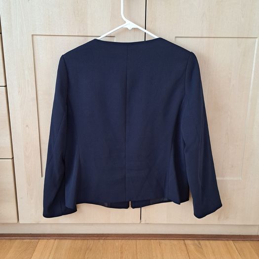 Ivanka Trump Navy Collarless Zip Blazer Size UK 14 (US 10)