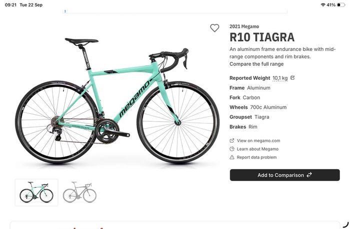 Racing Bike for sale ladies Megamo R10 Tiagra 46cm