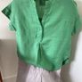 Green linen blouse Uk 8-12 Image 5