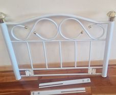 3ft White Metal Headboard