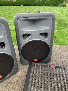 JBL PA Speakers + Studiomaster Mixing Desk