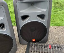 JBL PA Speakers + Studiomaster Mixing Desk
