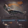 Gaming Chair High Quality Height-Adjustable with Footrest and Pillow Ink Black Image 4