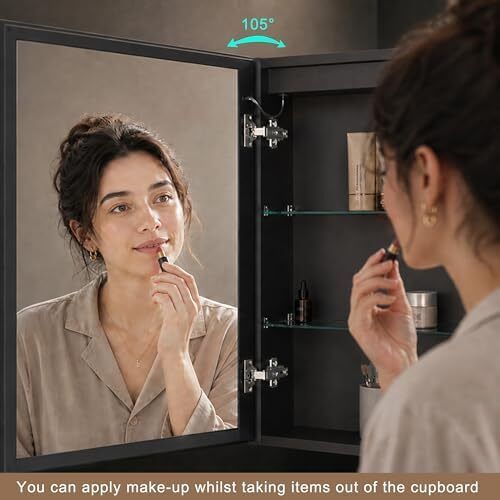 55 x 70 cm Left Hinge Aluminum LED Bathroom Medicine Cabinet with Mirror | Light Adjustment, Anti-Fog, High Capacity, Easy to Install
