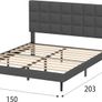 King Bed Frame, Easy Assembly, Sturdy Wooden Slat Support, Upholstered Platform with Headboard, No Box Spring Needed, Gray King Bed 150 by 200 Image 2
