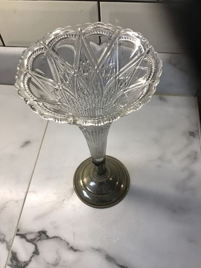Unique Cone shaped 1950's Flower Vase on EPNS base