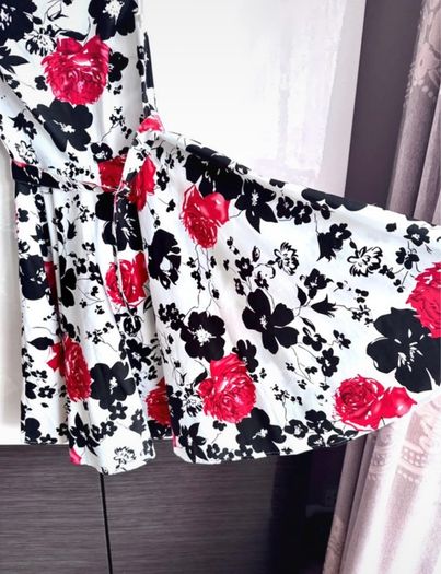 Belle Poque Floral Fit & Flare Dress UK 14/16 Full Skirt Vintage Style