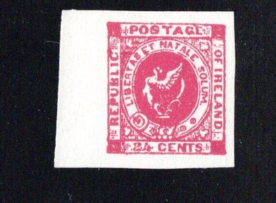 1867 Ireland Fenian Rising Political Label 1c pink label reprint (not 1967) mint never hinged (MNH) with four margins