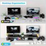 Dual Monitor Stand Riser, Metal Monitor Desk Accessories with Drawer and 2 Pen Holder, Adjustable Length and Angle - Computer Monitor Stand for Screen, Computer, Printer (Metal Black) Image 2