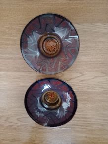 American Art Pottery Candle/Tea light Holders x 2