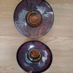 American Art Pottery Candle/Tea light Holders x 2