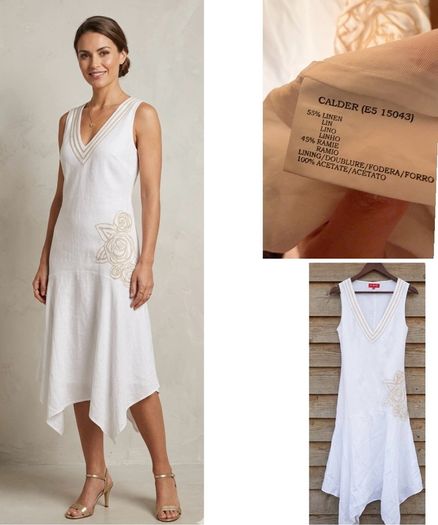 Derhy designer linen dress chic vintage quality sophisticated white