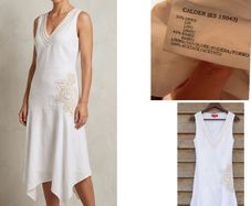 Derhy designer linen dress chic vintage quality sophisticated white