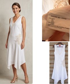 Derhy designer linen dress chic vintage quality sophisticated white