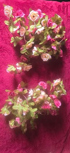 Selection 1 - 2 x  Pink and Peach  Fake Artificial Flowers  Rose  Garland, approx 2.5m long each Wedding Arch