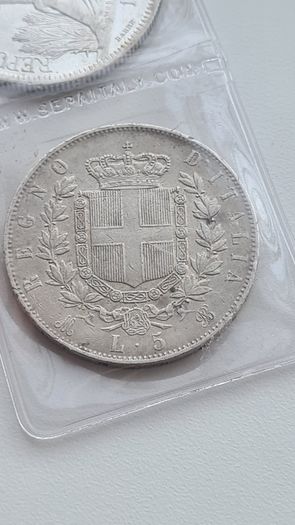 Silver 1874 Italian 5 Lira
