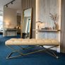Luxury Chesterfield Bench  Gold Frame & White Tufted Upholstery 140cm Image 4