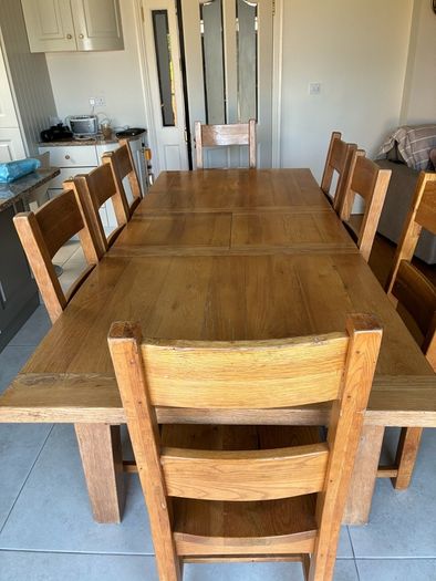 Solid Wood Dining Table & 8 Chairs