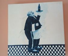 Vintage Italian Waiter Canvas Wall Art Chef Butler Wine Decor.