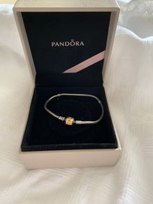 Pandora 14k gold clasped silver bracelet