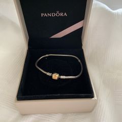 Pandora 14k gold clasped silver bracelet