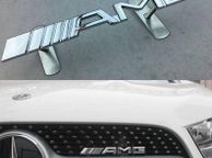 main image for ad Chrome Metal Mercedes Benz AMG Front Grill Bonnet Badge Emblem Grill Emblem Badge