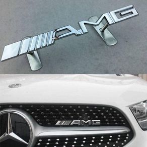 Chrome Metal Mercedes Benz AMG Front Grill Bonnet Badge Emblem Grill Emblem Badge
