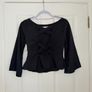 New Boohoo Black Long Sleeve Peplum Top with Open Cross Strap Back - size UK 10 Image 3