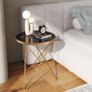 Marble Round Side Table for Living Room, Black Gold Coffee Table Glass Coffee Table, Marble Effect Tabletop, Gold Metal Frame Image 5