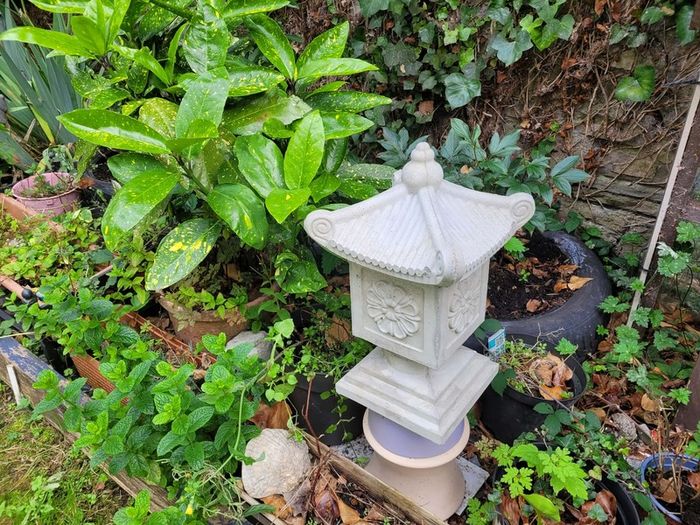 Japanese-style concrete garden lantern ornament,  Pagoda